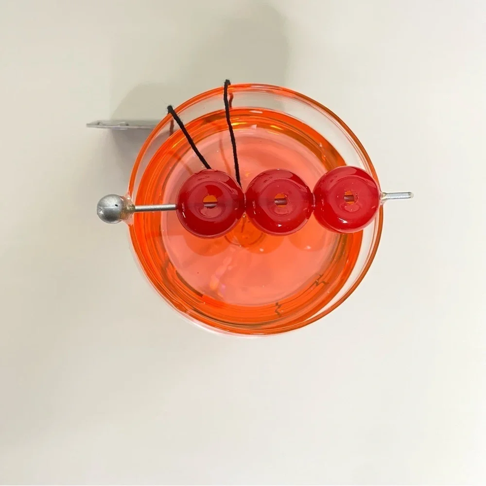 Cocktail Glass Christmas Tree Ornament with red Cherries Nwt